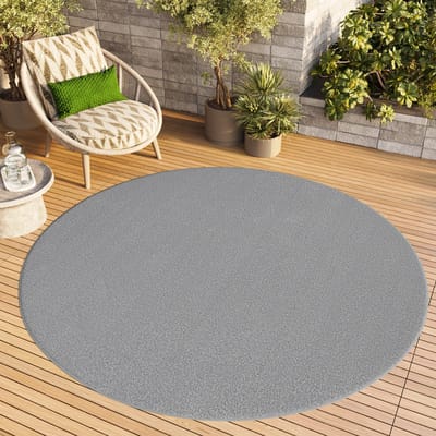 Tapiso Mono Rond Vloerkleed Laagpolig Grijs Effen Tapijt Maat- 100x100