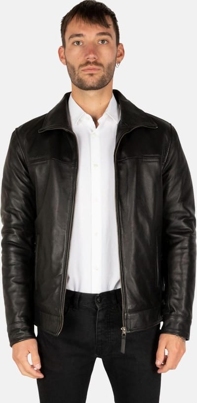 KENT Zwarte Leren Jas - Luxe Herenjas in Zwart Nappaleer - Heren Jas in grote maten - Onderhoudsvrij - Zwart - Maat 5XL
