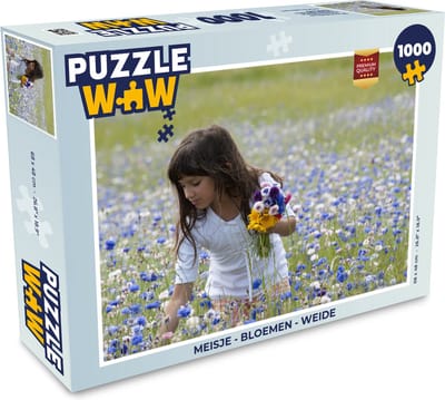 Puzzel Meisje - Bloemen - Weide - Legpuzzel - Puzzel 1000 stukjes volwassenen