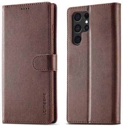 LC.IMEEKE Hoesje - Geschikt voor Samsung Galaxy S26 Ultra Hoesje - LC.IMEEKE Luxe Book Case - Donkerbruin