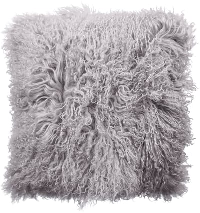 Van Buren - Tibetaans schapenvacht kussen - Taupe 45x45cm - 100% echt schapenvacht