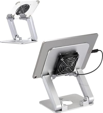 Laptop Standaard met Koeler - Verstelbaar - Laptop tafel Koeling - Bureau Houder met Ventilator - tot 15 Inch - Geschikt voor: Notebook / Apple Macbook / E-Reader / iPad / Tablet