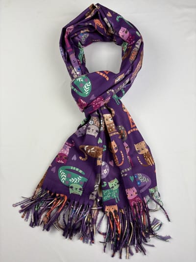Leuke katten sjaal met schattige hartjes in 7 kleuren / 30% katoen met 70% viscose