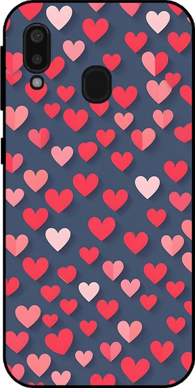 Smartphonica Telefoonhoesje Geschikt voor Samsung Galaxy A20e met Roze en Rode Hartjes Opdruk - TPU Backcover Case With Rosé and Red Heart Design geschikt voor Samsung Galaxy A20e