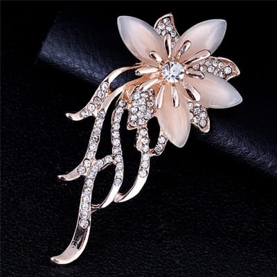 Modieuze Opaalsteen Bloem Broche Speld Vrouwen Kledingaccessoires Sieraden Broche Strass Speld gray
