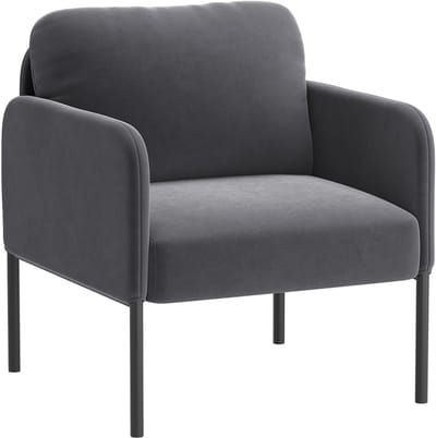 COLAMY Gestoffeerde fauteuil Accentstoel - Moderne loungestoel - Gewatteerde rugleuning - Zachte fluwelen woonkamerstoel - Grijs