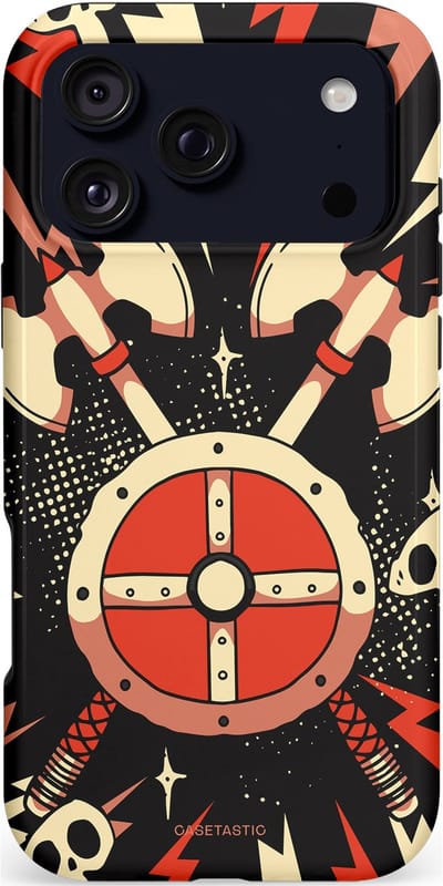 Casetastic hoesje geschikt voor Apple iPhone 17 Pro Max - MagSafe - Dubbellaagse bescherming - Zwart Rood Viking - Fashion Case - Zwart Crème Rood