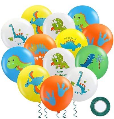 Dailygoods - 16 Stuks Gekleurde Dino-Ballonnen - Feestdecoratie voor Kinderen