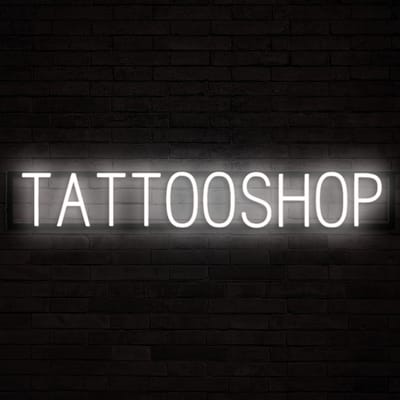 TATTOOSHOP - Lichtreclame Neon LED bord verlicht | SpellBrite | 101,26 x 16 cm | 6 Dimstanden & 8 Lichtanimaties | Reclamebord neon verlichting