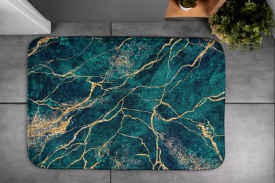 Coloray Badmat - Groente Vloerkleed Badkamer - Groen marmer Badkamermat - Mat voor Badkamer - Polyester - Badkamer Mat - Toiletmat - 90x60 cm
