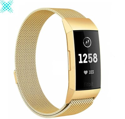 MY PROTECT - Milanese Bandje Geschikt Voor Fitbit Charge 3 / Charge 4 - Milanees Fitbit Bandje - Goud