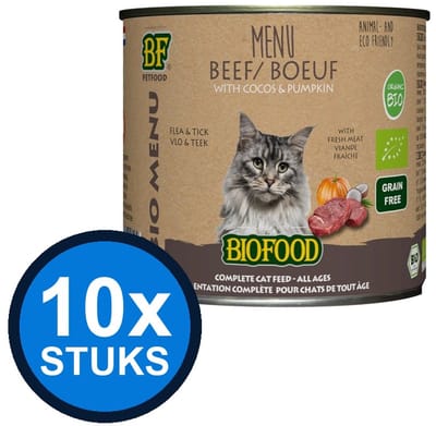 10x Biofood - Organic Rund Menu Blik - Kattenvoer Natvoer - 200g