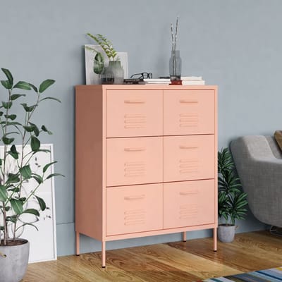 vidaXL - Ladekast - 80x35x101,5 - cm - staal - roze