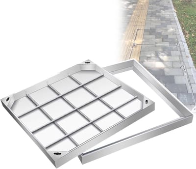 Verzonken Putdeksel - Inspectieluik Frame - Waterafvoer Afdekken - Onzichtbaar Ontwerp - 400x400 mm - Zilver