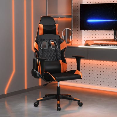 vidaXL - Massage - gamestoel - kunstleer - zwart - en - oranje
