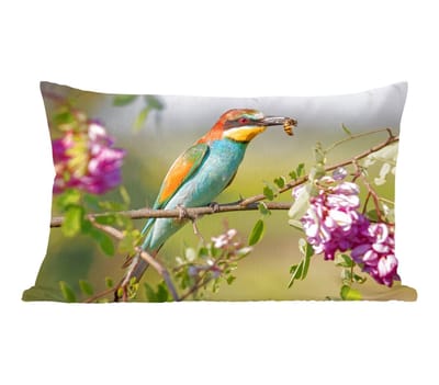 Sierkussens - Kussentjes Woonkamer - 50x30 cm - Vogel - Bijeneter - Bloemen