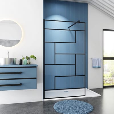 Serie Acacia - Inloopdouche / Douchewand - 70x200 - Mat Zwart - Rechthoekige Kaders - Antikalk - 8mm Helder Veiligheidsglas - Industrieel