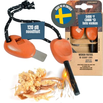Quvo® Fire kit - Firesteel - Vuurmaker - Oranje - 23 cm x 8 cm x 2 cm;
