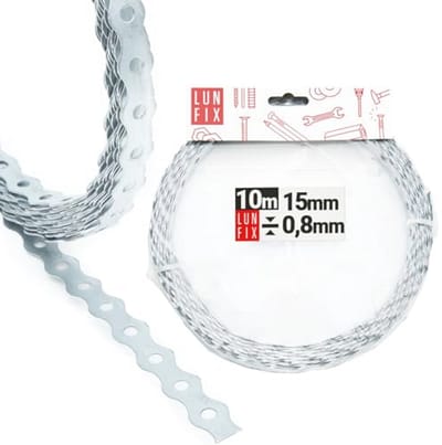 Gatband 15 mm breed, 0,8 mm dik - 10 m verzinkt staal bevestigingsband