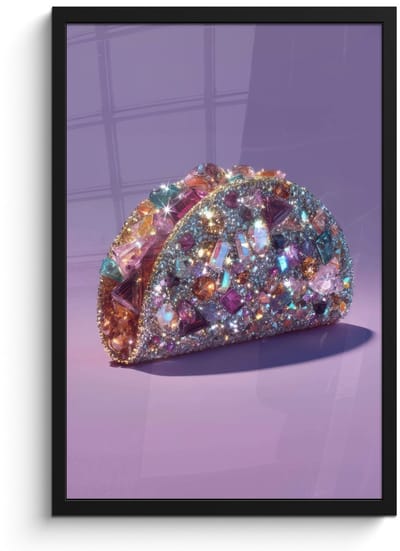 Poster in lijst - Fotolijst 40x60 cm - Posters - Edelstenen - Glitters - Paars - Kleurrijk - Posterlijst zwart - Decoratie - Wanddecoratie woonkamer - Muurdecoratie slaapkamer