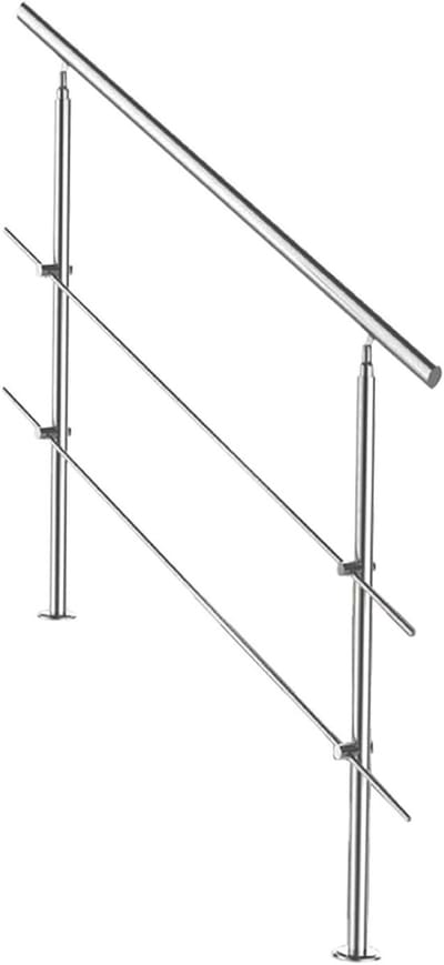 Roestvrijstalen leuning - Trapleuning reling - Veilig traplopen - Instelbare hoek - 180 cm lengte - Zilver