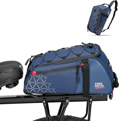 2-in-1 bagagedragertas 8 liter - waterdichte fietstassen voor bagagedrager - meerdere vakken - blauw Waterproof bicycle bag