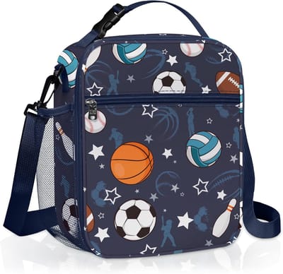 Sport Geïsoleerde Grote Thermische Koeltas voor Kinderen voor Jongens Picknick School Peuter Lunchbox Draagtas, Bal