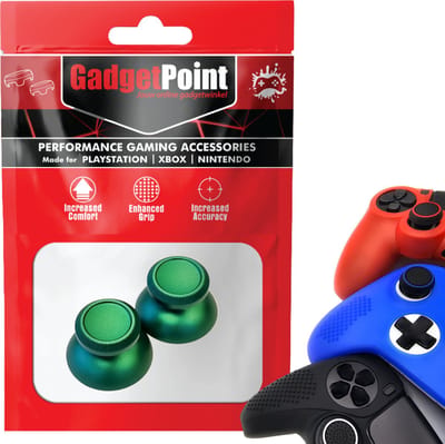 Gadgetpoint - Thumb Grips voor PlayStation, PS5, Xbox X/S, One & Switch Pro Controller - Gaming Thumbgrips - Performance Anti-Slip Thumbsticks - Bescherming Accessoires - Glimmend - Groen