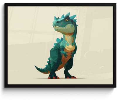 Poster in lijst - Fotolijst 80x60 cm - Posters - Stekels - Dino - Blauw - Gespierd - Posterlijst zwart - Decoratie - Wanddecoratie woonkamer - Muurdecoratie slaapkamer