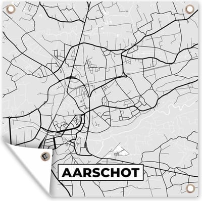 Tuin poster Plattegrond – Aarschot – Zwart Wit – Stadskaart - Kaart - 200x200 cm - Tuindoek