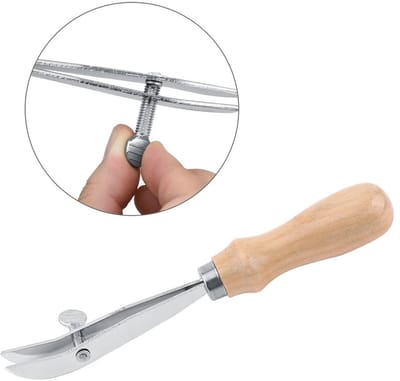 NTH products- Scheukenverwijderaar Hoogwaardig Staal - Verstelbaar Handgereedschap - Hout Handvat - Ambachtelijk Gereedschap - Snijgereedschap - Totale Lengte 19 cm - Leerbewerking Gereedschap