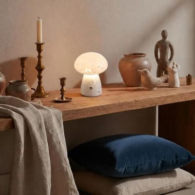 LUSENZ Elyos S - Paddenstoel lamp oplaadbaar Wit glas 15 cm - Draadloze tafellamp - Scandinavisch design - Dimbaar - IP44 voor buiten - USB-C - 3000K