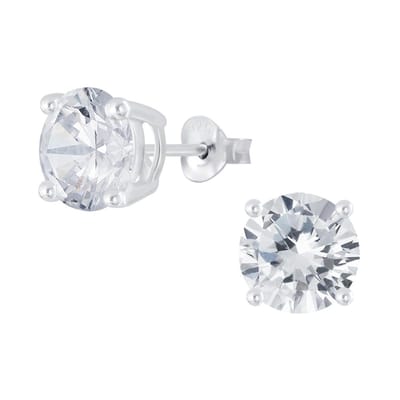 Joy|S - Zilveren rond oorbellen - 8 mm - zirkonia