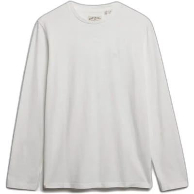 Superdry Klassiek Katoen Linnen Longsleeve Shirt White Grootte: XL