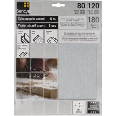 Sencys Schuurvel - P80/120/180 - Stearaat Wit - 230x280mm - 6 Stuks