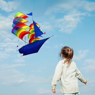 Zeilboot Vlieger - Vliegend Speelgoed - Buiten Activiteiten - Duurzaam Polyester - 87 x 91 cm - Regenboog