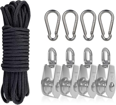 Enkele Katrol - Rondsel Blok - Touw Hefsysteem - 360 Graden Rotatie - M15 35kg - Zilverkleurig