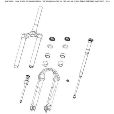 Vorkzuiger kit Rockshox 35s A1 2021 Soloair 100-160mm