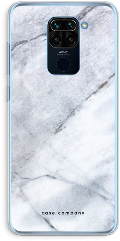 Case Company® - Hoesje geschikt voor Xiaomi Redmi Note 9 hoesje - Witte marmer - Soft Cover Telefoonhoesje - Bescherming aan alle Kanten en Schermrand