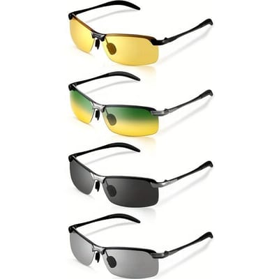 4 Stuks Nachtrijbrillen Anti-Verblinding UV-Bescherming voor Mannen Vrouwen Veiligheidsbrillen voor Lopen yellow