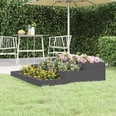 vidaXL - Plantenbak - 107x107x27 - cm - massief - grenenhout - grijs