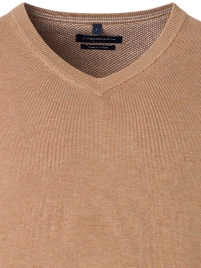 Casa Moda Heren Trui Met V-Hals Pima-Katoen 004430-630 Bruin - 3XL