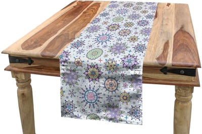 ABAKUHAUS Wintertafelloper – Pastelbloemen Blizzard – 40x180 cm – multicolor