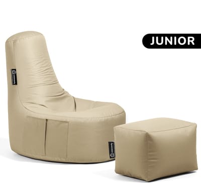 Casacomfy Gamer Junior - Zitzak met Voetbankje - Kinderen - Waterbestendig - Binnen & Buiten - Beige