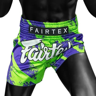 Fairtex Serie - Muay Thai Shorts - Niebieskie/Zielone - Medium