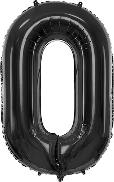 CIJFERBALLON 0 (86 cm) - Zwart - NUMMER BALLON 0 - Feestartikel - verjaardag - feestartikel Party Deco