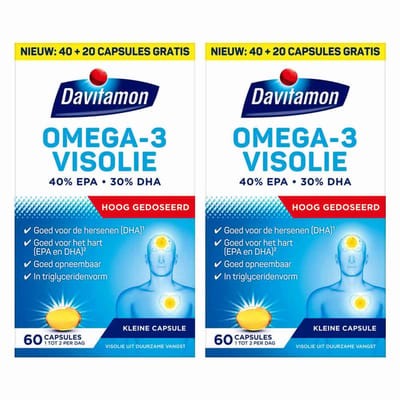 Davitamon Omega-3 Visolie - 2 x 60 capsules - Voordeelverpakking