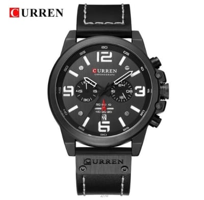 Curren Horloge Ø 47 - Met Datumaanduiding - Zwart - Kunstleer - Inclusief Horlogedoosje