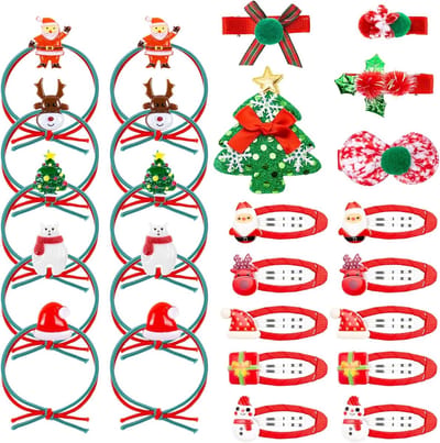 25 Stuks Kerst Haaraccessoires voor Meisjes, Haarspelden, Haarbanden en Snap Barrettes voor Kinderen en Volwassenen