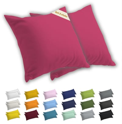 Lavea® Kussenslopen 60x60 cm Set van 2 – Kussenhoezen van 100% Zachte en Ademende Jersey Katoen met YKK Ritssluiting – Koraal